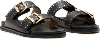 AllSaints Magda Two-Strap Stud Sandal in Black at Nordstrom, Size 7.5Us