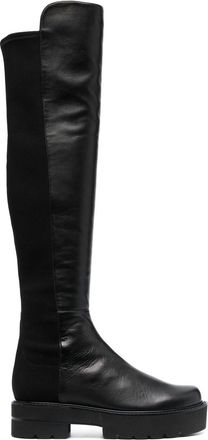 Stuart Weitzman 50mm chunky leather boots - women - Calf Leather/Fabric/Calf Leather/Fabric/Rubber - 36,5 - Black