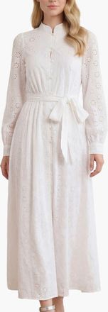 Needle & Thread Romilly Cotton Long Sleeve Shirt Dress in Optic White at Nordstrom, Size 12