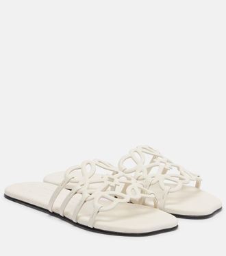 Loewe Petal Anagram leather slides