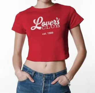 Girl Dangerous Lovers Club Baby Tee In Red