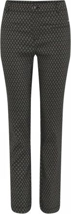 C.Ro Broeken, Dames, Bruin, XL, Grafische Print Broek - Herringbon Stijl