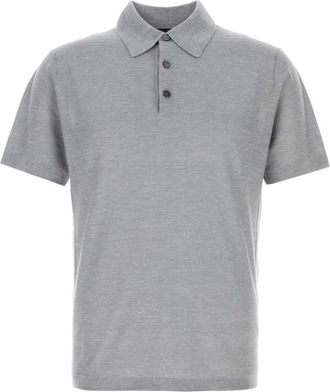 Brioni Grey Wool Blend Polo