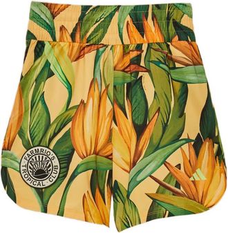 Farm Rio floral-print elastic-waist shorts - women - Polyester - L - Yellow