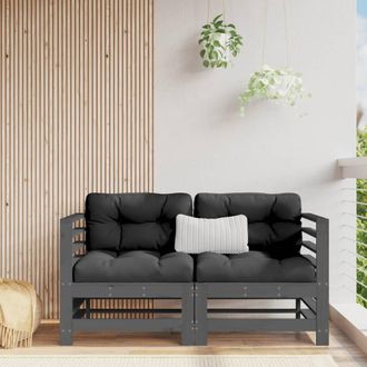 vidaXL Vidaxl - Sof&aacute;s Esquineros Con Cojines 2 Uds Madera Maciza De Pino Gris