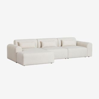 Sklum Sof&aacute; Modular Chaise Longue Izquierdo De 3 Piezas En Borreguito Borjan Sklum