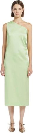 Max Mara One-shoulder Satijnen Jurk - Dames - Casual kleedjes - Groen - S - Satijn - Kleedjes