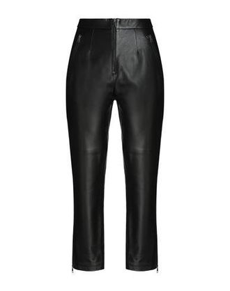 8 by YOOX LEATHER PANTS W/ ZIP-FASTENING