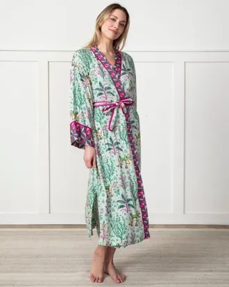Printfresh Eco Satin Robe in Avocado at Nordstrom, Size Xx-Small