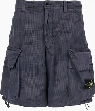 Stone Island Mens FADED CAMO CARGO SHORTS - Grey - Size: 32/32