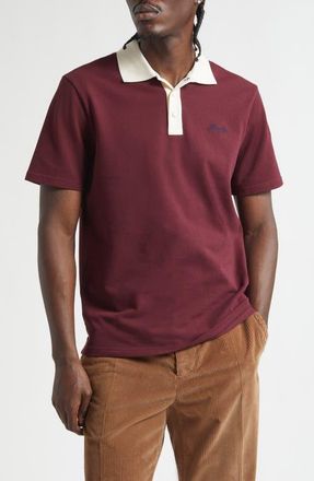 Moncler Logo Patch Cotton Piqu&eacute; Polo in Port Royale at Nordstrom, Size Large