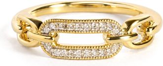 House of Brilliance Yellow Gold Vermeil 1/10 Cttw Diamond Paperclip Ring Band