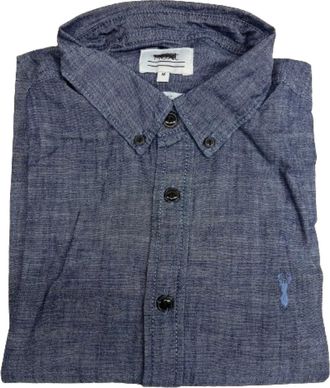 Generic Mens 100% Cotton Blue Textured Long Sleeve Shirt Slim Fit Printed Size S M L XL 2XL (UK, Alpha, L, Regular, Regular, Blue)