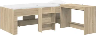 vidaXL Cama Alta Para Ni&ntilde;os Con Escritorio 2 Uds. Roble Sonoma Vidaxl