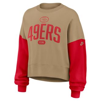 Nike San Francisco 49ers Rewind Nike Womens NFL Pullover Crew in Brown | 01D70E8A73V-ZKC