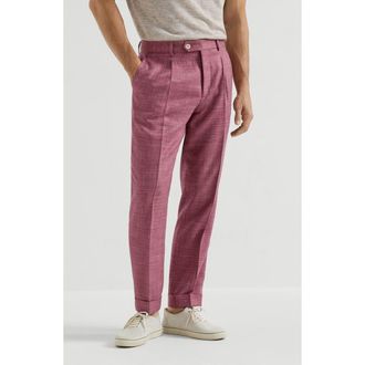 Brunello Cucinelli Hopsack trousers in Coral at Nordstrom, Size 54 It