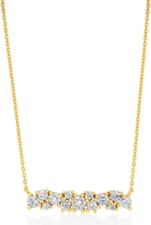 Crislu Brilliant Cubic Zirconia Bar Pendant Necklace in 18Kt Yellow Gold/clear Stone at Nordstrom, Size 16