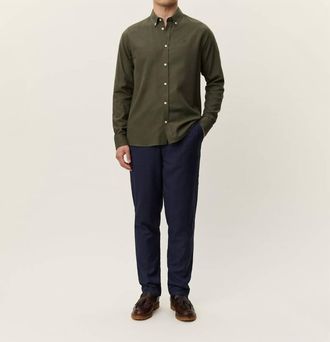 Les Deux Desert Regular Long Sleeve Shirt In Olive Night