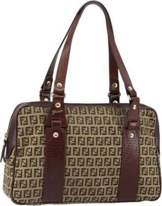 Fendi Pre-owned Shoulder Bags, female, Beige, Size: ONE SIZE Pre-owned Leather Shoulder Bag