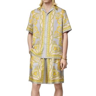Versace Mens Gray Silk Bermuda Shorts