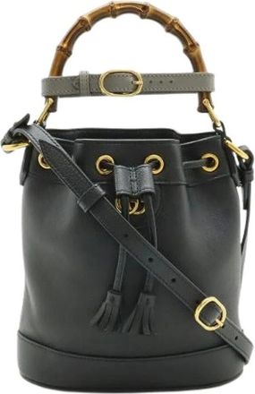 Gucci Pre-owned Bucket Bags, female, Black, Size: ONE SIZE Pre-owned Diana Leather 2way Bucket Bag