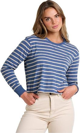 Toad&Co Boundless Jersey Long Sleeve T-Shirts Womens Clothing Kyanite Stripe : MD, Cotton/Polyester