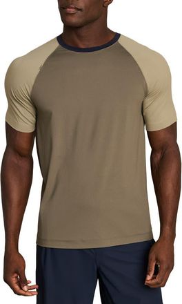 Rhone Reign Performance T-Shirt in Smokey Olive Color Block at Nordstrom, Size Xx-Large