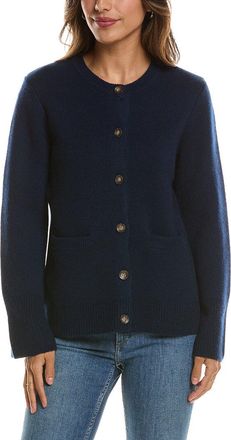 Fort&eacute; Cashmere Double Knit Button Crew Wool & Cashmere-Blend Cardigan