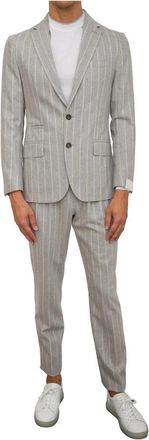 Eleventy Grijs Pak Broek Single Breasted Stijl - Heren - Business pakken - Grijs - L - Wol - Kostuums