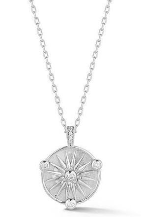 Sphera Milano Cubic Zirconia Compass Medallion Pendant Necklace in Silver at Nordstrom Rack