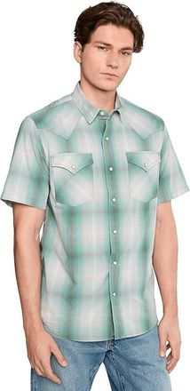 Pendleton Frontier Shirt Short Sleeve Mens Jacket Ecru/Turquoise Plaid : 2XL, Cotton/Polyester