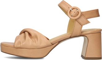 Catwalk Elegante Ankara Hak Sandalen - Dames - Sandalen met hakken - Beige - 37 EU - Leer - Schoenen