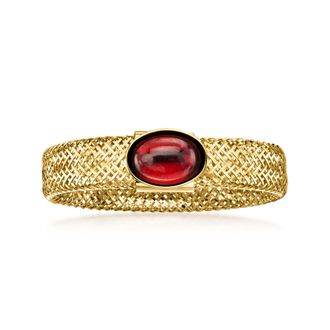 Ross-Simons Italian. Garnet Mesh Ring in 10kt Yellow Gold. Large (9-10)