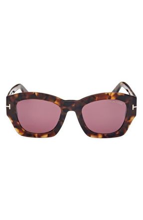 Tom Ford Guilliana 52mm Geometric Sunglasses in Shiny Dark Havana/bordeaux at Nordstrom
