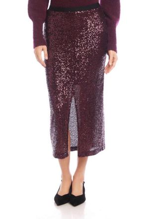 Karen Kane Sequin Midi Skirt In Eggplant