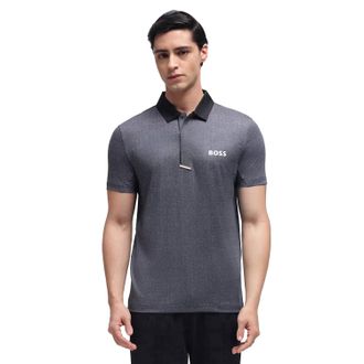HUGO BOSS Heren Heather Poloshirt (Zwart)
