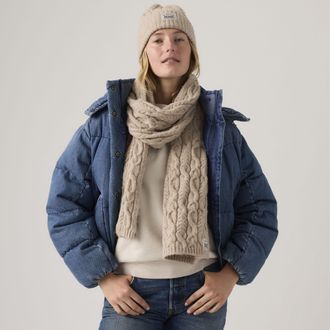 Levi's Holiday Backpatch Scarf - Womens - One Size - Neutral / Oatmeal Heather