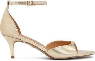 Kazar Gouden sandalen van gestempeld leer met lage hak - Dames - Sandalen met hakken - Geel - 38 EU - Leer - Schoenen
