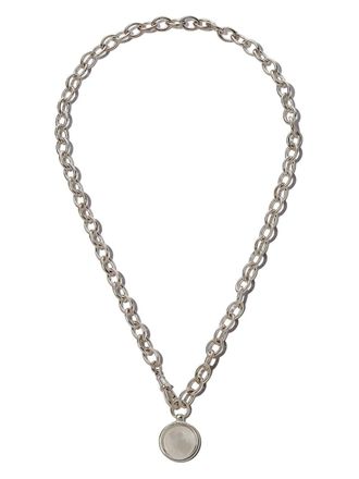 Loren Stewart medallion melt chain disc necklace - Silver