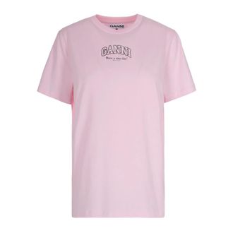 Ganni T-Shirts, female, Pink, Size: XS Essential Basic T-Shirt