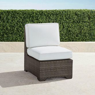 Frontgate Set of 2 Small Palermo Modular Seating Collection in Bronze Wicker - Center Chairs, Standard, Snow with Logic Bone Piping - Frontgate
