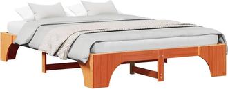 Berkfield Home Modern Bed Frame Wax brown Solid wood 140 x 200 cm Sturdy Rectangular