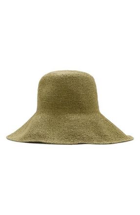 Mango Straw Bucket Hat in Khaki Green at Nordstrom
