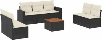 vidaXL Set De Sof&aacute;s De Jard&iacute;n 8 Piezas Y Cojines Rat&aacute;n Sint&eacute;tico Negro Vidaxl