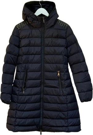Moncler Navy Flammette Long Down Coat Size L