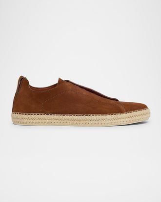 Ermenegildo Zegna Mens Triple Stitch Suede Espadrille Sneakers