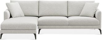 Castlery Lena Chaise Sectional Sofa Left Facing Customized, Performance Boucle Light Grey, Matte Black Legs, Spill Resistant, Removable Covers for Castlery