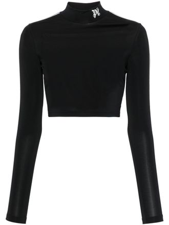 Palm Angels embroidered-logo cropped top - Black