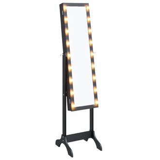 vidaXL Espejo De Pie Con Led Negro 34x37x146 Cm Vidaxl