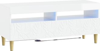 vidaXL Mueble De Tv Led Blanco Brillante Madera De Ingenier&iacute;a Vidaxl